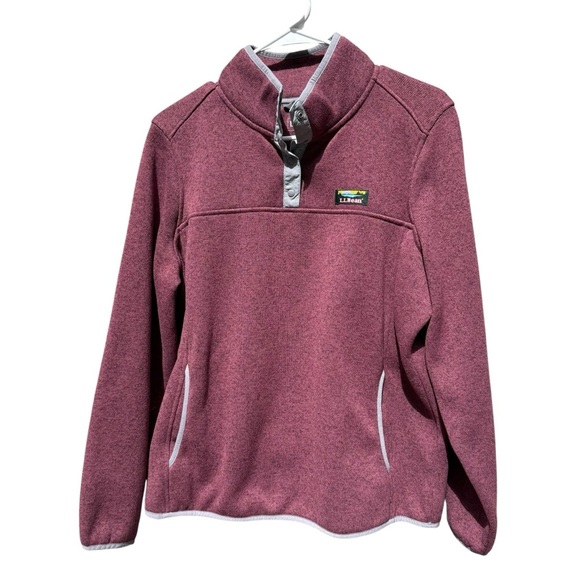 L. L.L. Bean Women’s 1/4 Snap Sweater Fleece Pullover Size LP Burgundy Outdoors - Picture 1 of 9